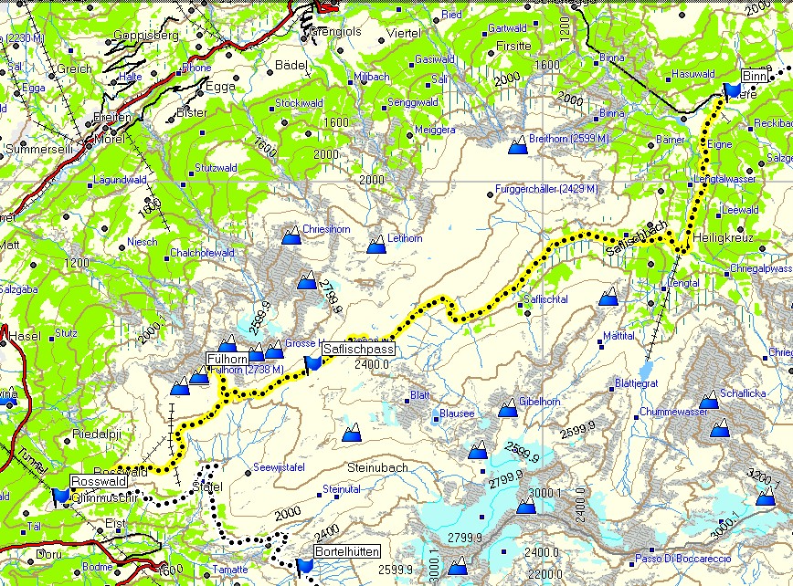 Saas Almagell bis Bosco Gurin, Walserweg 2009